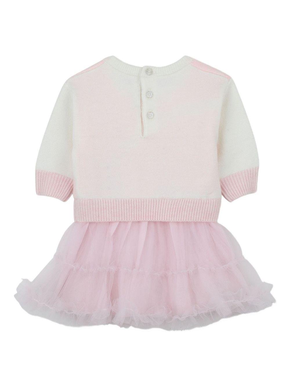 Abito in maglia per neonata Billieblush rosa con motivo a cuori - Rubino Kids