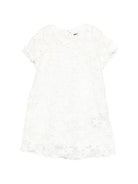 Abito in pizzo per bambina Balmain Kids bianco con ricamo a fiori - Rubino Kids