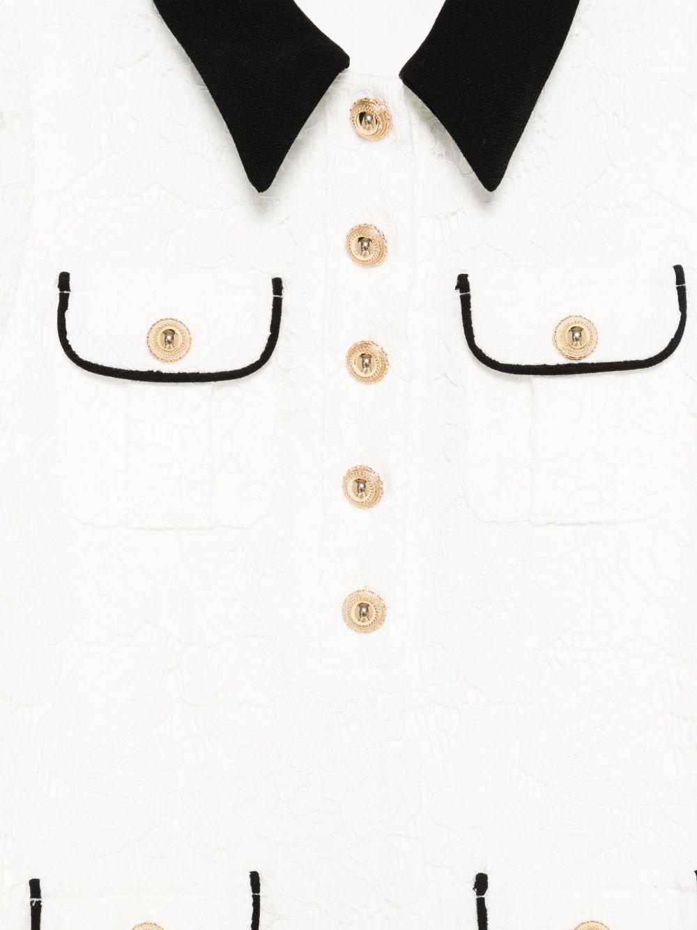 Abito in pizzo per bambina Self - Portrait bianco con colletto a contrasto - Rubino Kids