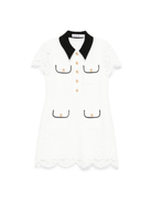 Abito in pizzo per bambina Self - Portrait bianco con colletto a contrasto - Rubino Kids