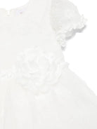 Abito in point d'esprit per neonata Monnalisa bianco con gonna lunga svasata - Rubino Kids