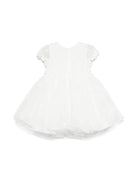 Abito in point d'esprit per neonata Monnalisa bianco con gonna lunga svasata - Rubino Kids