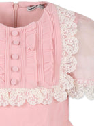 Abito in tulle con ruches per bambina Self - Portrait Kids rosa con bordo in pizzo - Rubino Kids