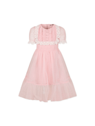 Abito in tulle con ruches per bambina Self - Portrait Kids rosa con bordo in pizzo - Rubino Kids