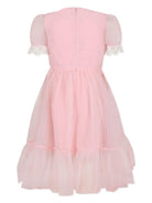 Abito in tulle con ruches per bambina Self - Portrait Kids rosa con bordo in pizzo - Rubino Kids