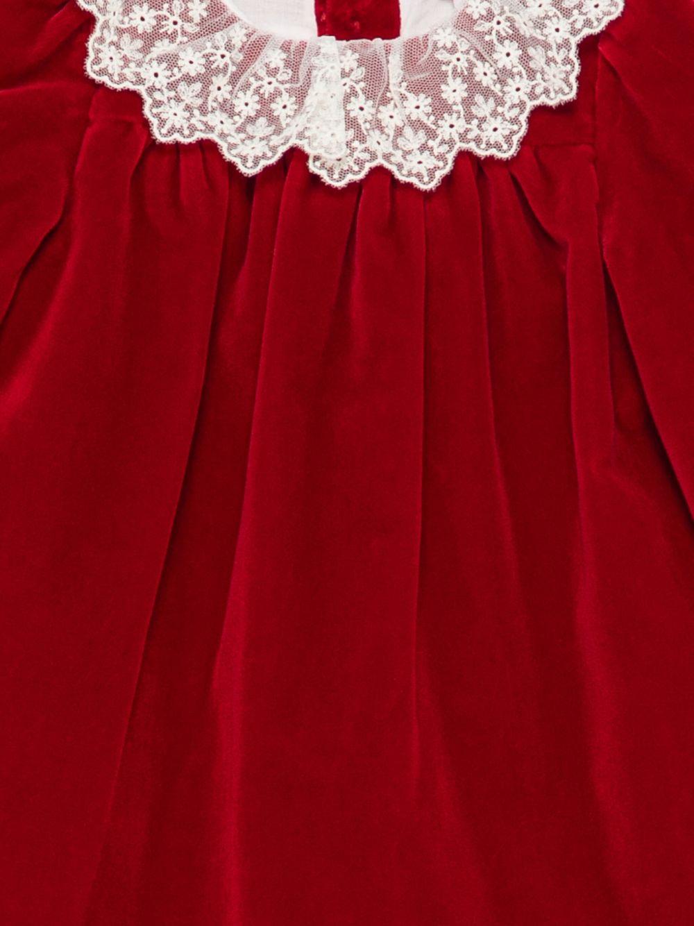 Abito Jaylisa per neonata Bonpoint rosso con colletto in pizzo - Rubino Kids