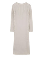 Abito lungo per bambina Michael Kors Kids beige a coste e maniche lunghe - Rubino Kids