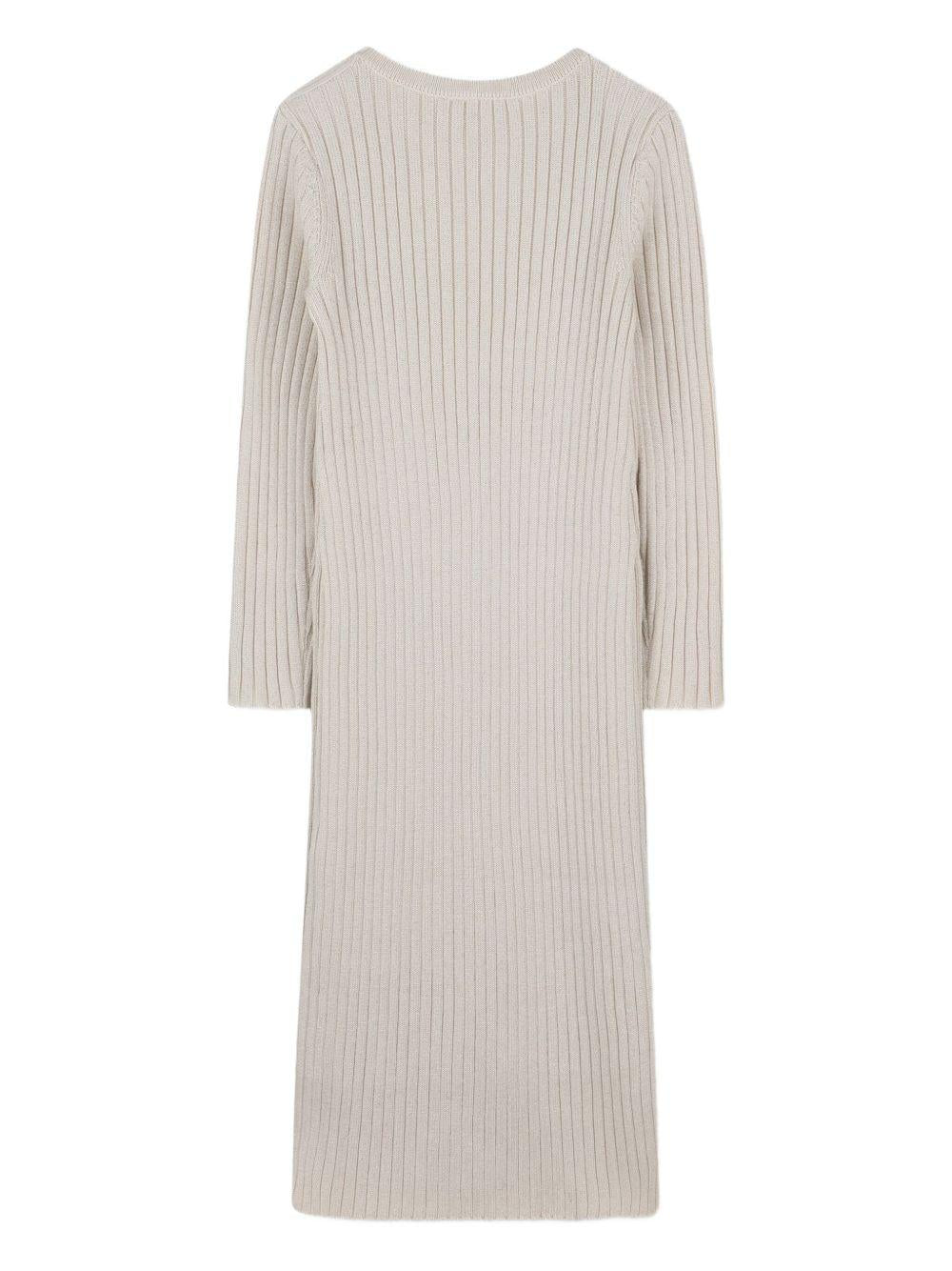 Abito lungo per bambina Michael Kors Kids beige a coste e maniche lunghe - Rubino Kids