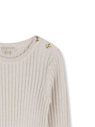 Abito lungo per bambina Michael Kors Kids beige a coste e maniche lunghe - Rubino Kids