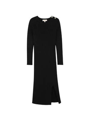 Abito lungo per bambina Michael Kors Kids nero a coste e maniche lunghe