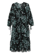 Abito lungo per donna Scotch & Soda Fil Coupe nero con scollo a V - Rubino Kids