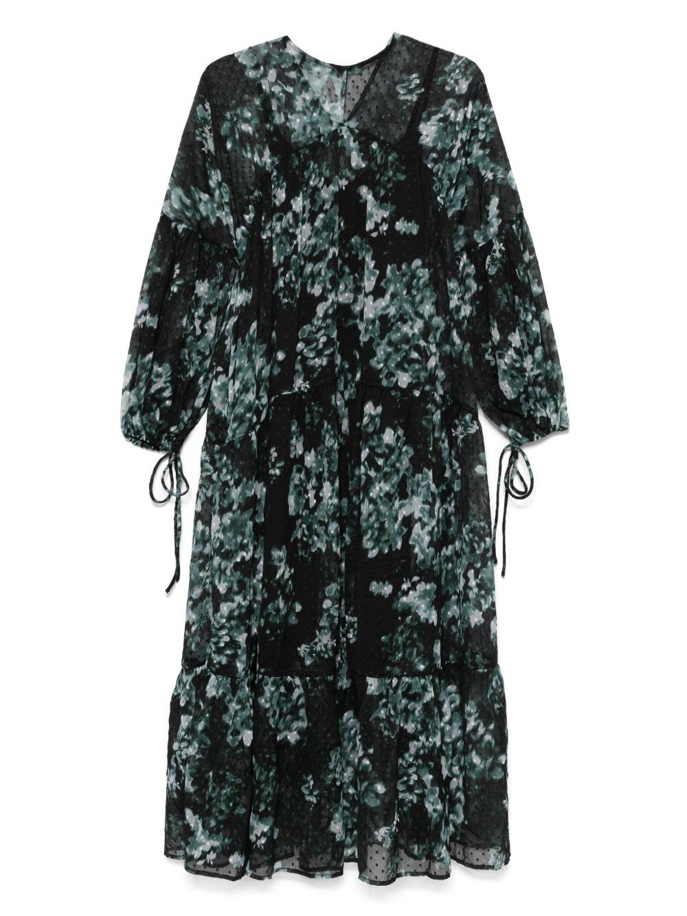 Abito lungo per donna Scotch & Soda Fil Coupe nero con scollo a V - Rubino Kids