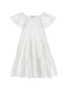 Abito midi per bambina Ermanno Scervino Junior bianco con design a balze - Rubino Kids