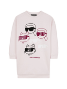 Abito modello felpa per bambina Karl Lagerfeld Kids rosa con stampa grafica - Rubino Kids