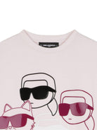 Abito modello felpa per bambina Karl Lagerfeld Kids rosa con stampa grafica - Rubino Kids