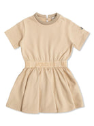 Abito modello felpa per bambina Moncler Enfant beige con logo - Rubino Kids