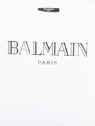 Abito modello t-shirt per bambina Balmain Kids bianco con decorazione logo - Rubino Kids