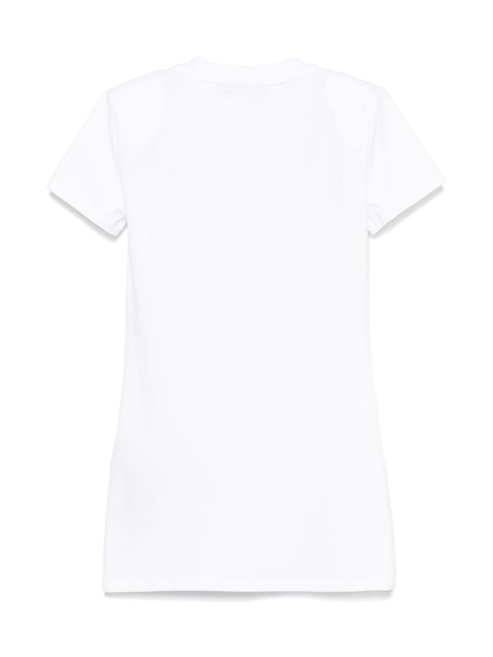 Abito modello t-shirt per bambina Balmain Kids bianco con decorazione logo - Rubino Kids