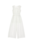 Abito modello tuta per bambina Monnalisa bianca con ruches e cintura - Rubino Kids