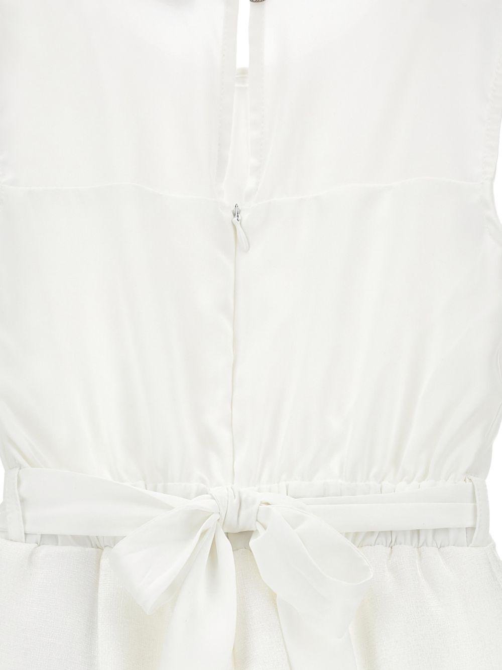 Abito modello tuta per bambina Monnalisa bianca con ruches e cintura - Rubino Kids