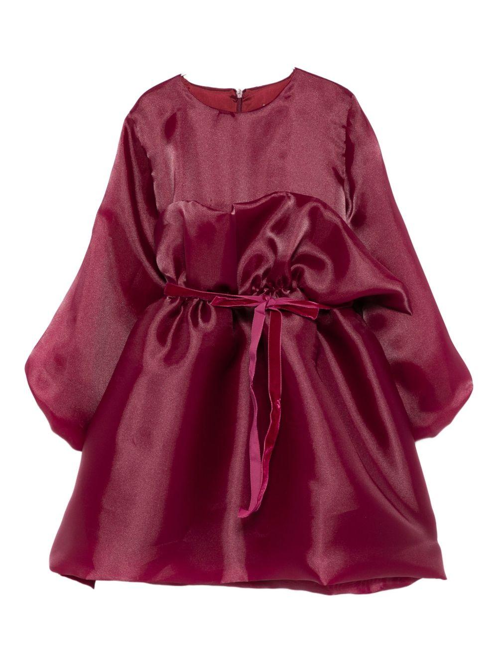 Abito per bambina A'lapage rosso con cintura e fiocco - Rubino Kids