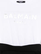Abito per bambina Balmain Kids bianco e nero con due tasche laterali - Rubino Kids