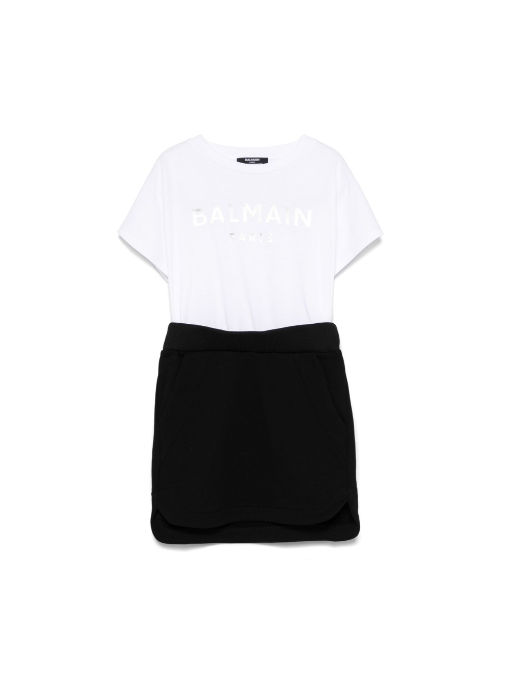 Abito per bambina Balmain Kids bianco e nero con due tasche laterali - Rubino Kids