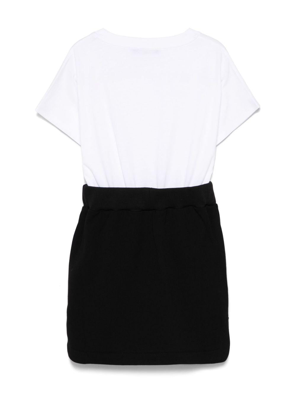 Abito per bambina Balmain Kids bianco e nero con due tasche laterali - Rubino Kids