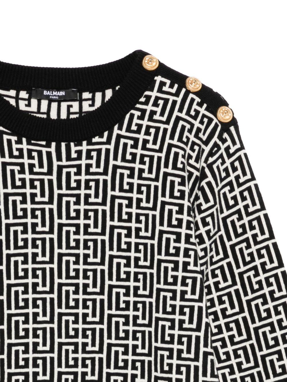 Abito per bambina Balmain Kids multicolore con motivo monogramma - Rubino Kids