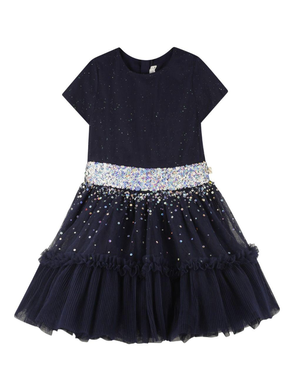 Abito per bambina Billieblush blu in tulle con paillettes - Rubino Kids
