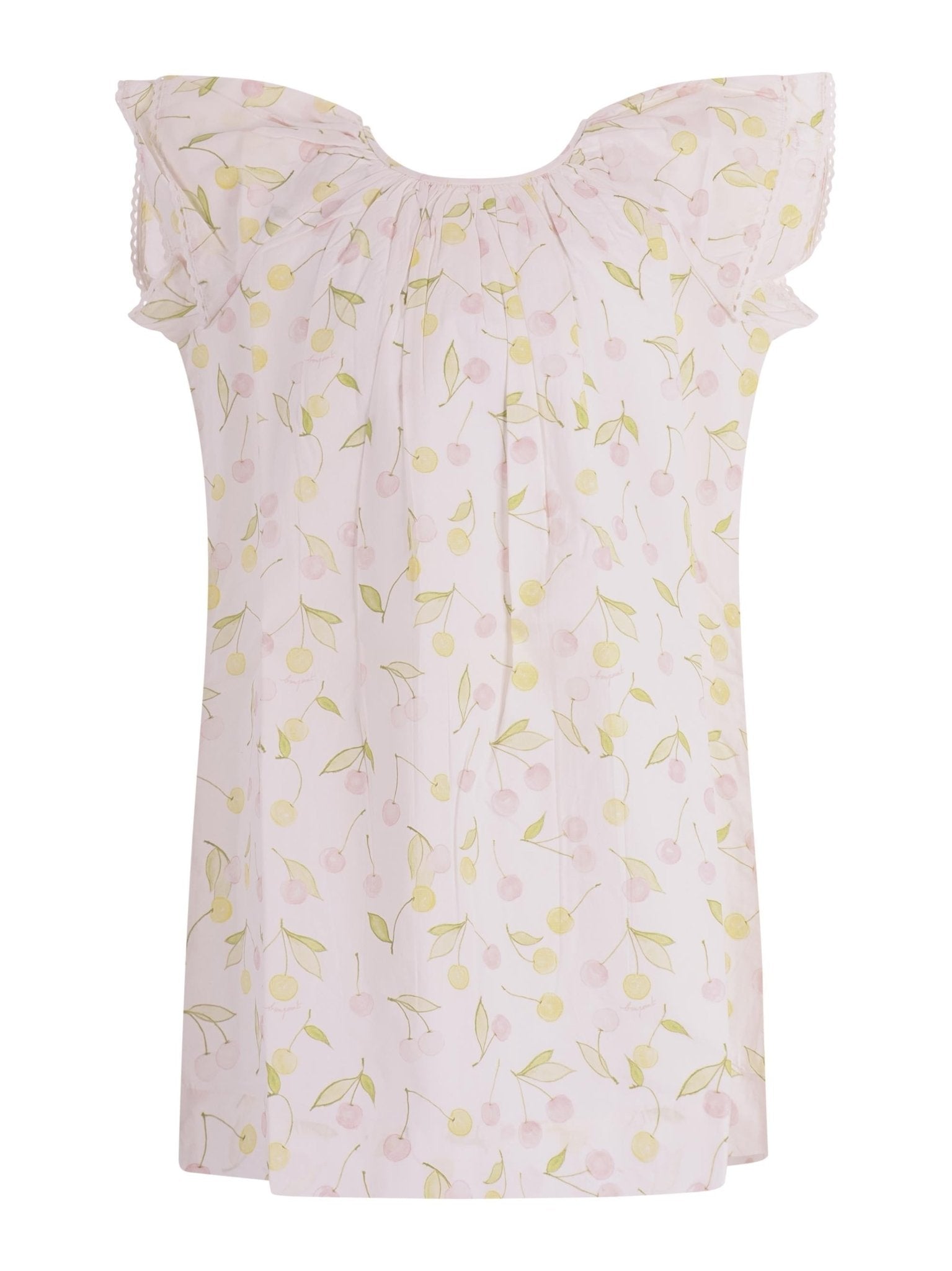 Abito per bambina Bonpoint bianco con stampa ciliegie all - over - Rubino Kids