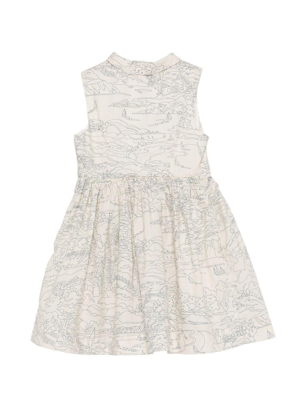 Abito per bambina Bonpoint bianco con stampa grafica all - over - Rubino Kids