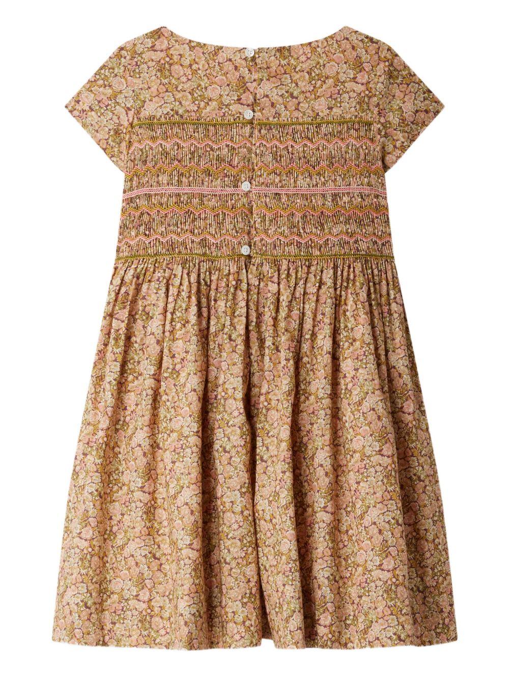 Abito per bambina Bonpoint Duchesse marrone con stampa a fiori - Rubino Kids