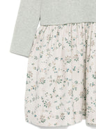Abito per bambina Bonpoint grigio a coste con stampa floreale - Rubino Kids