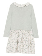 Abito per bambina Bonpoint grigio a coste con stampa floreale - Rubino Kids