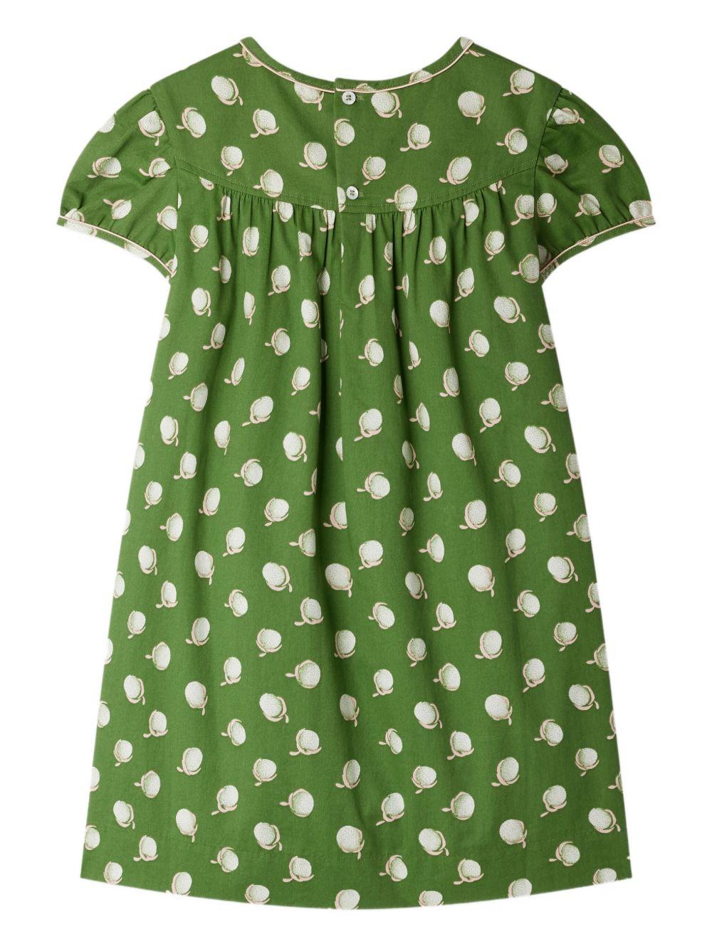 Abito per bambina Bonpoint verde con stampa grafica all - over - Rubino Kids