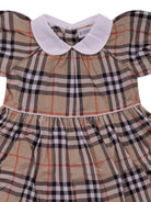 Abito per bambina Burberry Kids beige con motivo a quadri - Rubino Kids