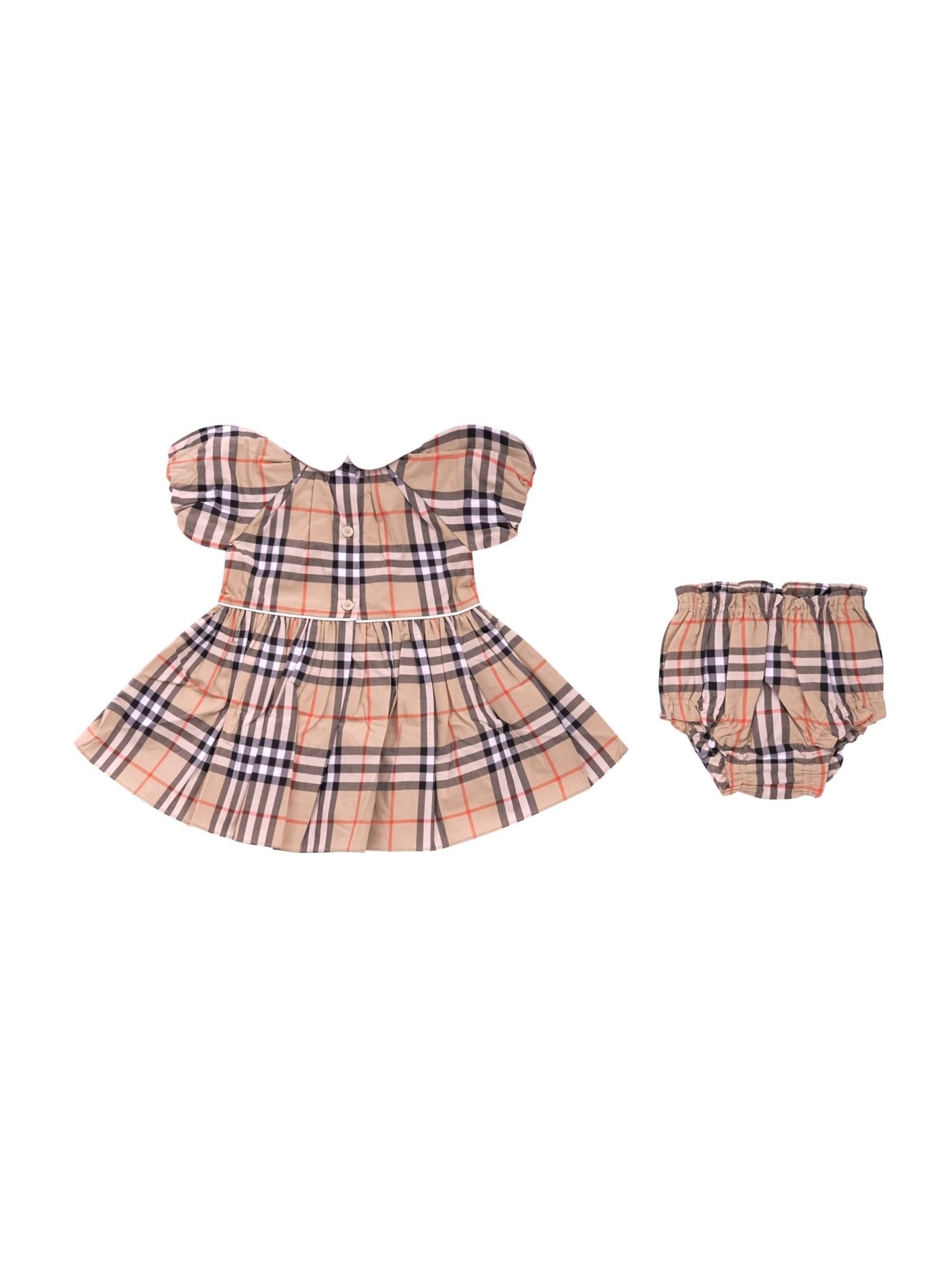 Abito per bambina Burberry Kids beige con motivo a quadri - Rubino Kids
