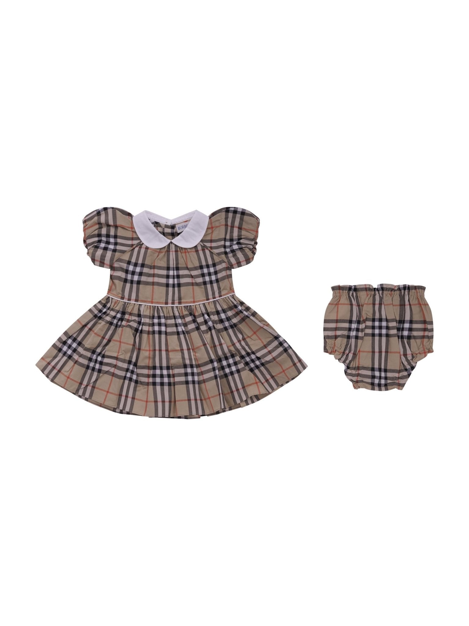 Abito per bambina Burberry Kids beige con motivo a quadri - Rubino Kids