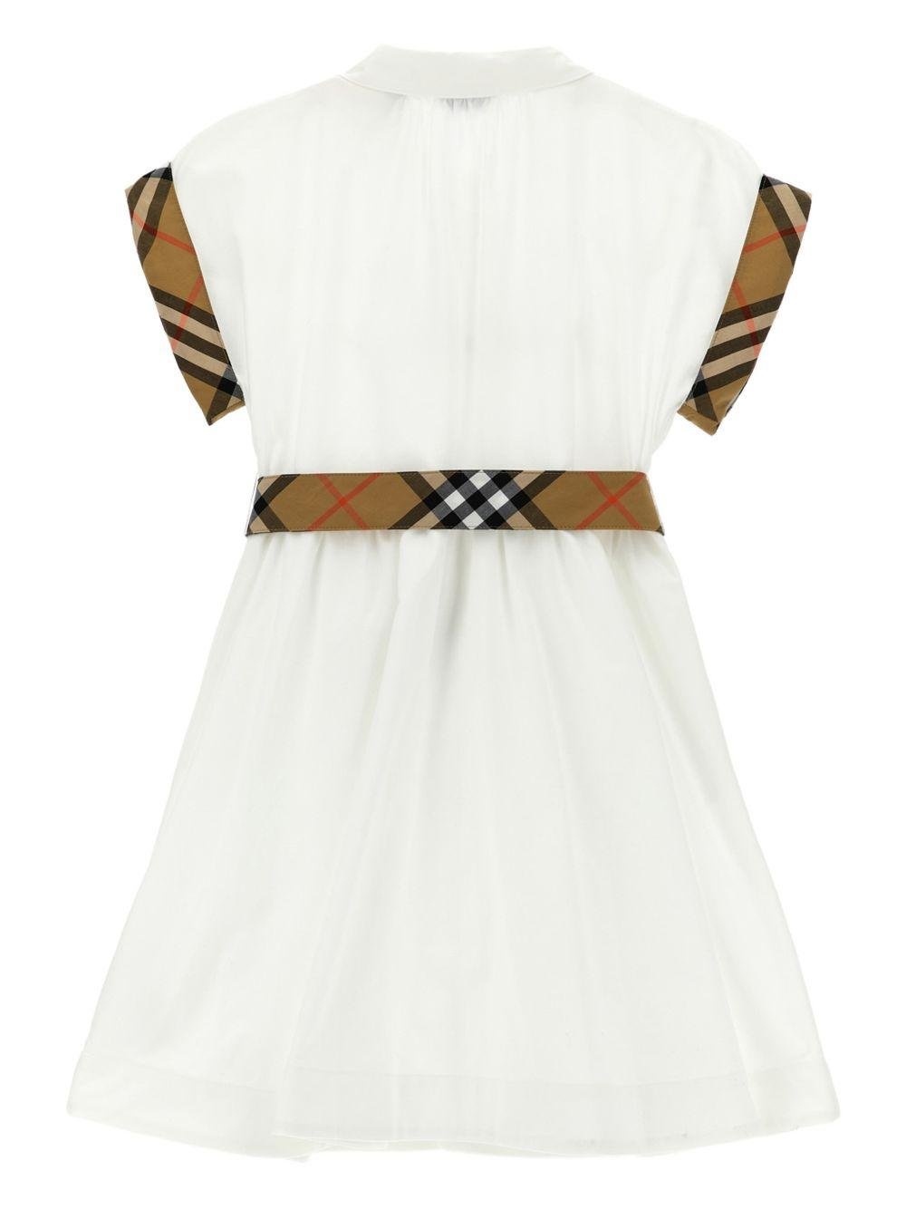Abito per bambina Burberry Kids bianco con chiusura frontale con bottoni - Rubino Kids