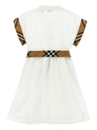 Abito per bambina Burberry Kids bianco con chiusura frontale con bottoni - Rubino Kids