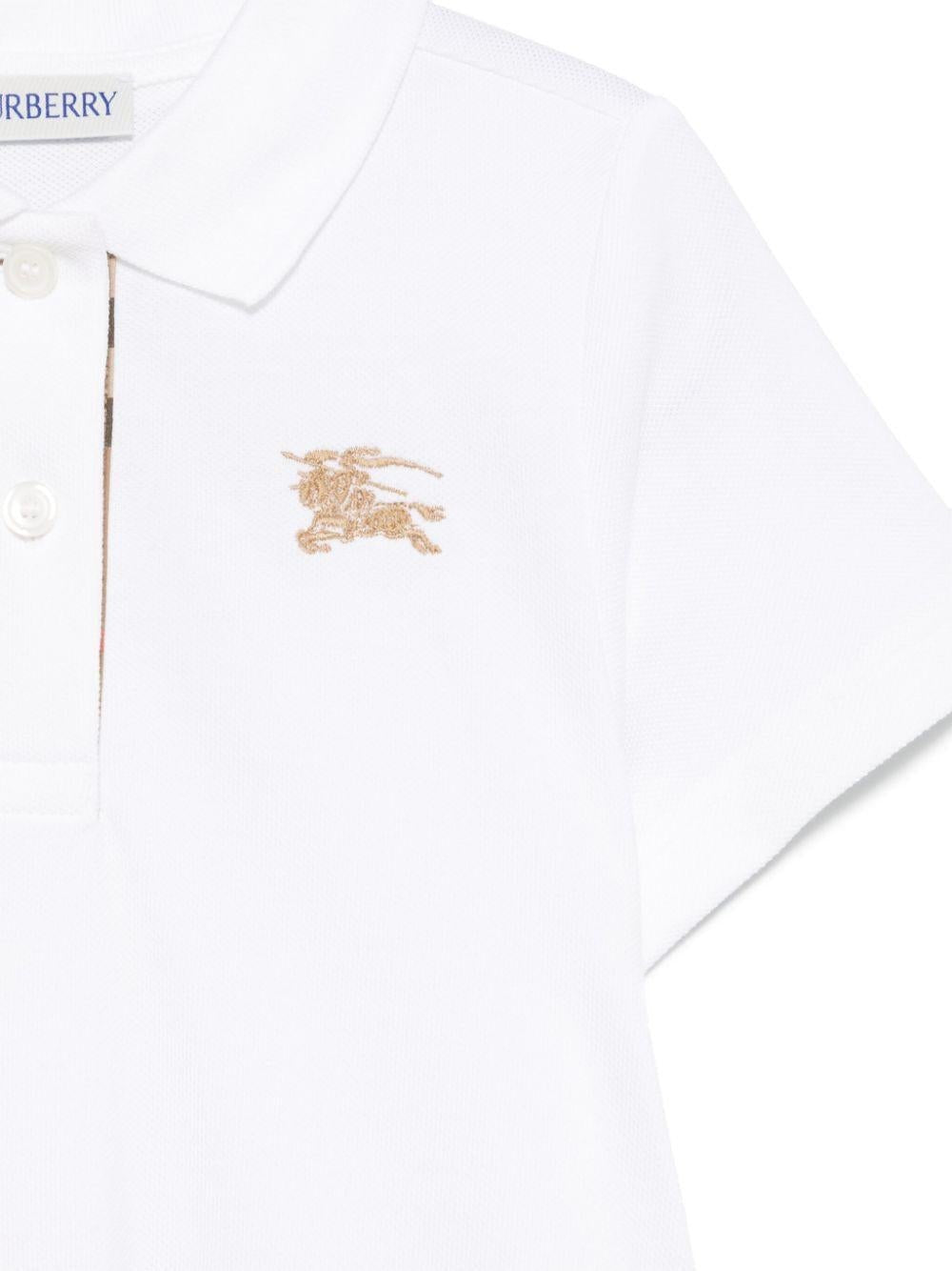 Abito per bambina Burberry Kids bianco stile polo con cintura in vita - Rubino Kids
