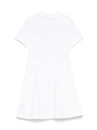 Abito per bambina Burberry Kids bianco stile polo con cintura in vita - Rubino Kids