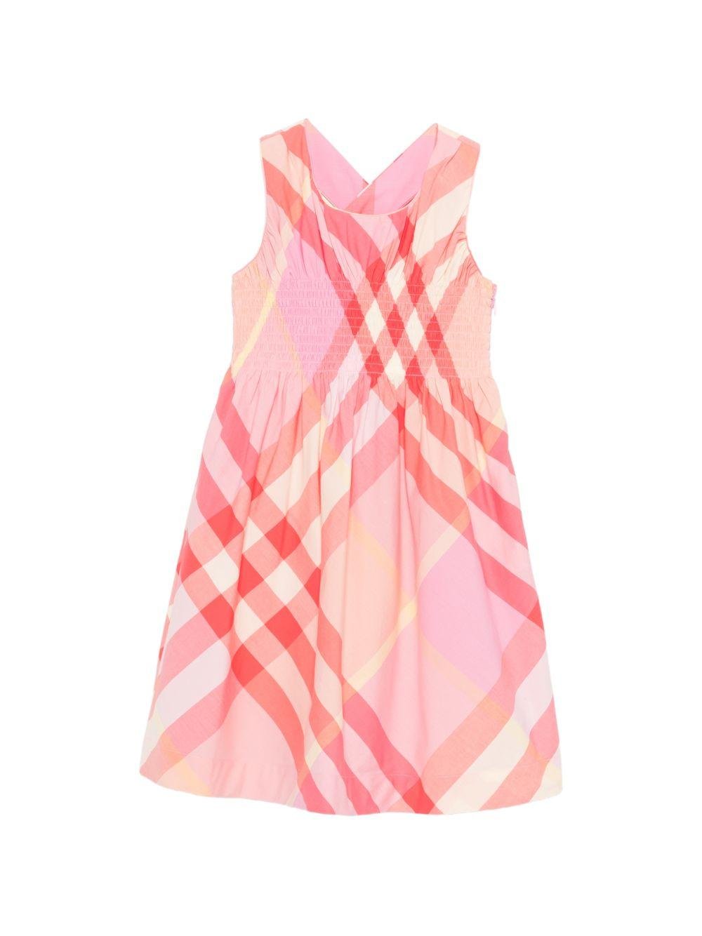 Abito per bambina Burberry Kids rosa con design a quadri - Rubino Kids