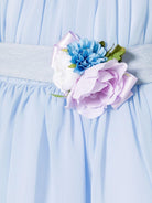 Abito per bambina Colorichiari azzurro con applicazione a fiori - Rubino Kids