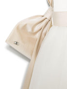 Abito per bambina Colorichiari bianco con fiocco e applicazione a fiori - Rubino Kids