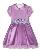 Abito per bambina Colorichiari viola a fiori con dettagli in tulle - Rubino Kids