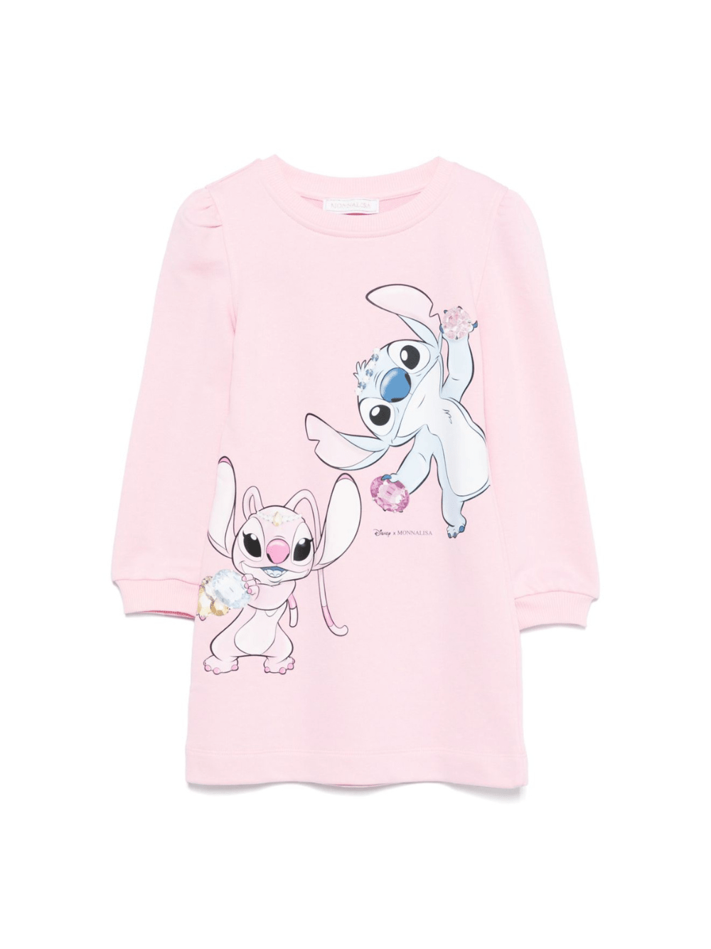 Abito per bambina Disney x Monnalisa rosa con stampa Stitch - Rubino Kids