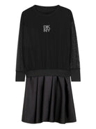 Abito per bambina DKNY Kids nero con dettaglio con logo - Rubino Kids