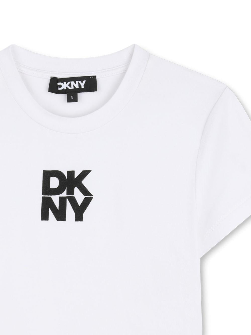 Abito per bambina DKNY Kids nero con stampa con logo - Rubino Kids